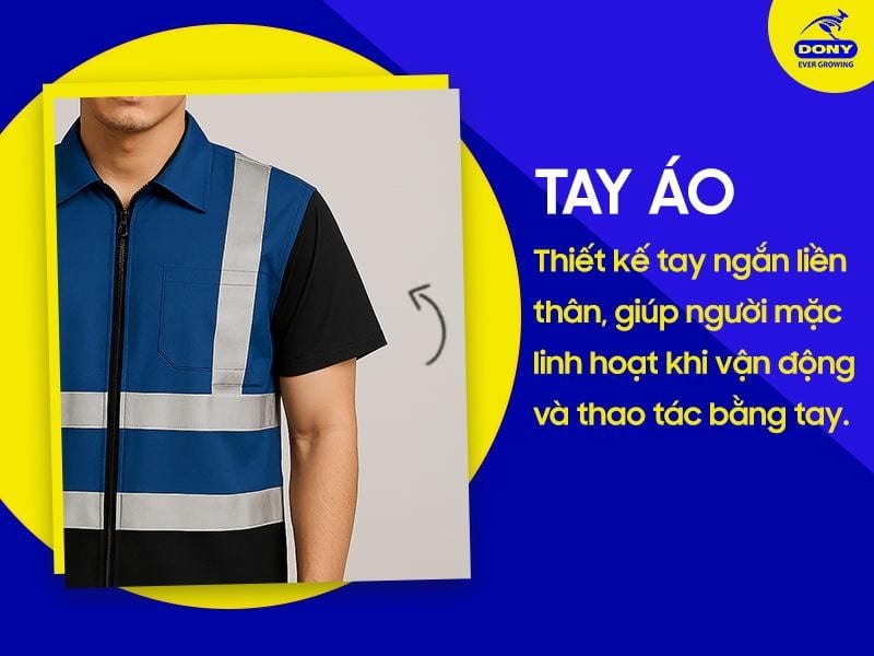 Thiết kế tay ngắn liền thân, giúp người mặc linh hoạt khi vận động