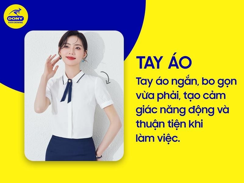 Tay áo ngắn, bo gọn vừa phải, tạo cảm giác năng động