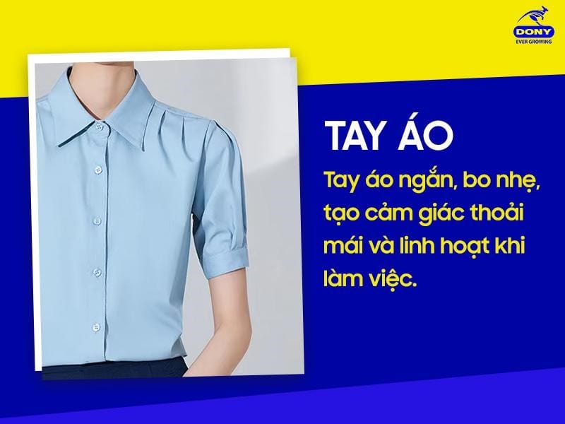 Tay áo ngắn, bo nhẹ, tạo cảm giác thoải mái và linh hoạt khi làm việc