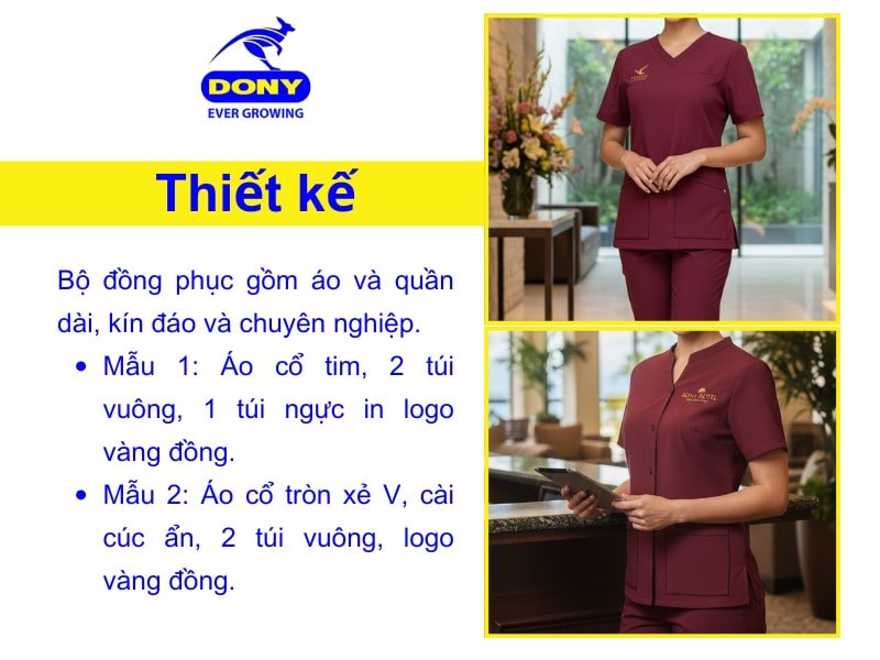 Đồng phục spa đỏ đo được thiết kế 2 kiểu