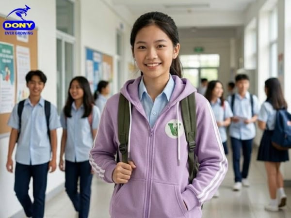 Áo Khoác Học Sinh Mẫu 04 Màu Tím Pastel Ấm Áp, Tiện Lợi