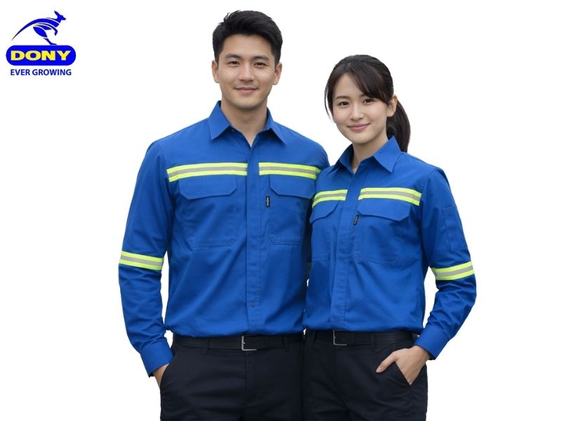 Áo Phản Quang Kiểu Sơ Mi Màu Xanh Dương Hiện Đại - Mẫu 04