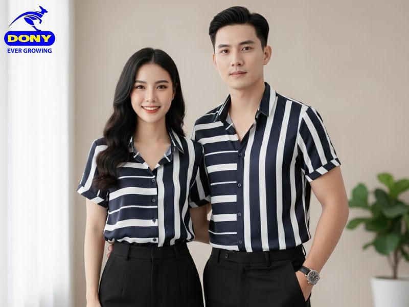 thiet ke ao so mi dong phuc tay ngan