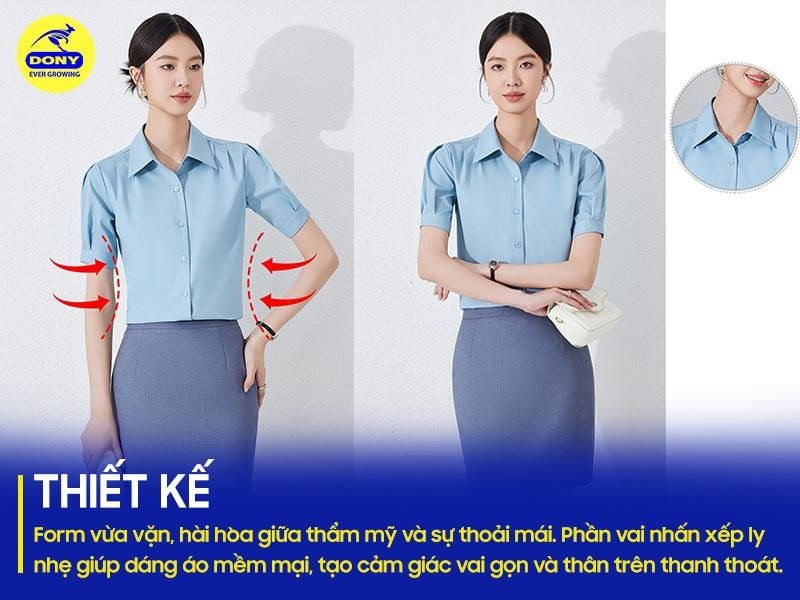Áo được thiết kế theo form vừa vặn, cân đối giữa yếu tố thẩm mỹ