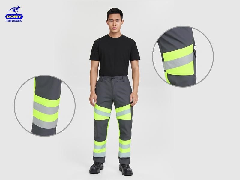 Quần phản quang mẫu 01 có form ống đứng, gọn gàng, tạo cảm giác chắc chắn khi mặc