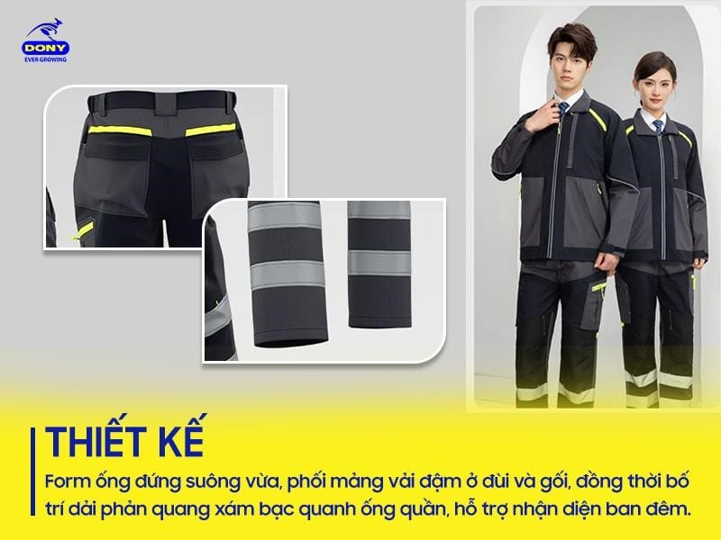 Quần phản quang mẫu 02 có form ống đứng suông vừa