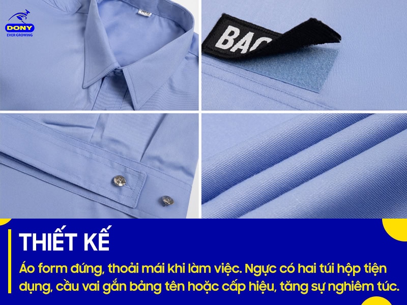 Thiết kế áo linh hoạt, đáp ứng nhu cầu ngành nghề.