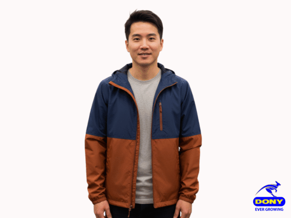Áo khoác gió đồng phục xanh navy phối cam đất (Mẫu 3)