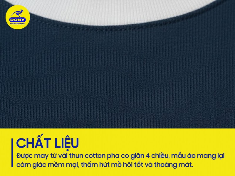 Áo được may từ vải thun cotton pha co giãn 4 chiều.