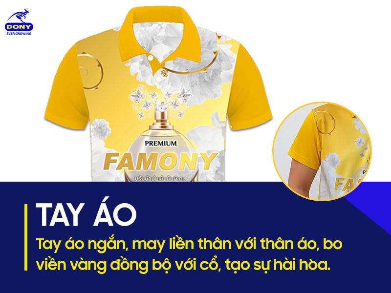 Tay áo viền vàng nhẹ nhàng, linh hoạt, dễ vận động.