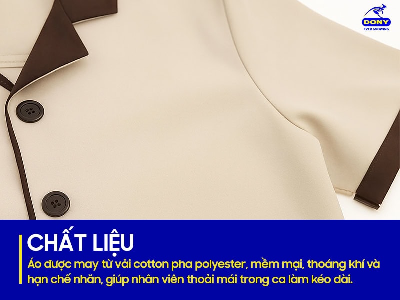 Chất liệu vải cotton pha polyester, mềm mại, thoáng khí.