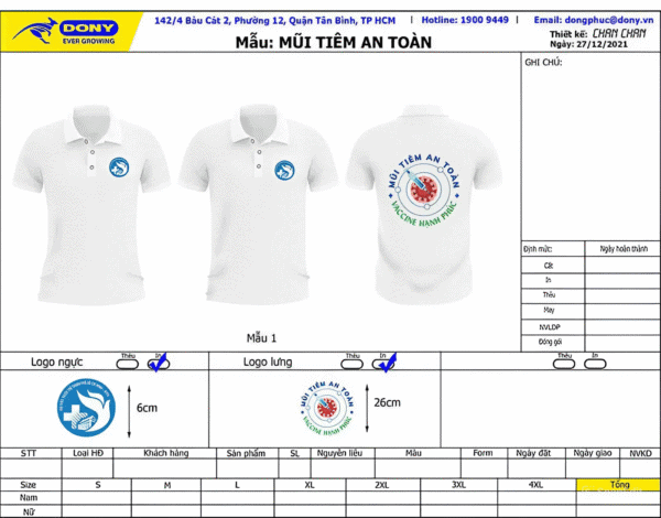 Áo polo đồng phục Mũi tiêm an toàn