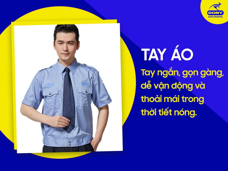 Tay áo ngắn gọn gàng, dễ vận động.