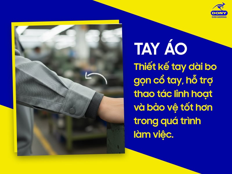 Tay áo dài, dễ dàng xắn gập linh hoạt.