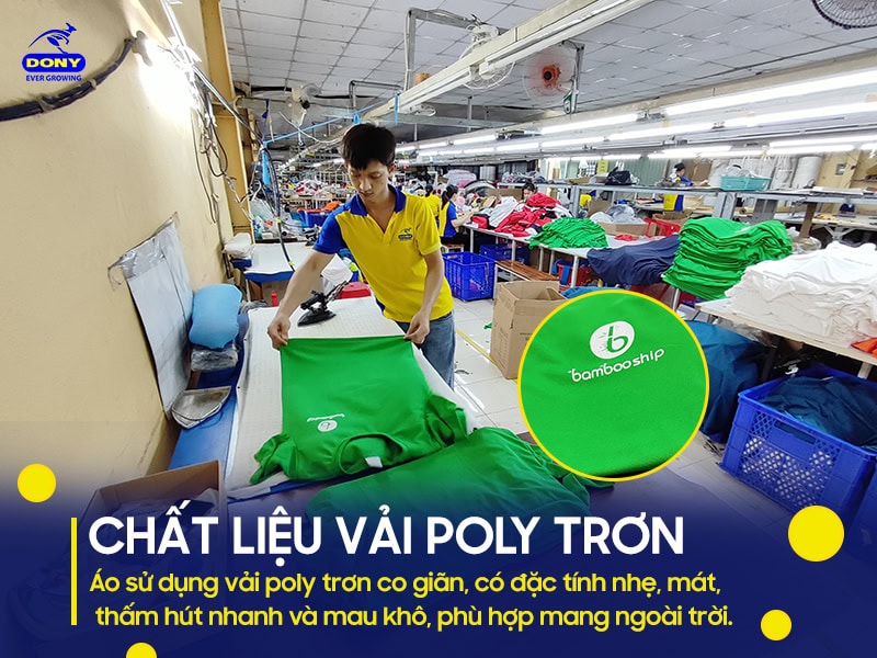 Vải poly trơn, nhẹ – mát – nhanh khô.