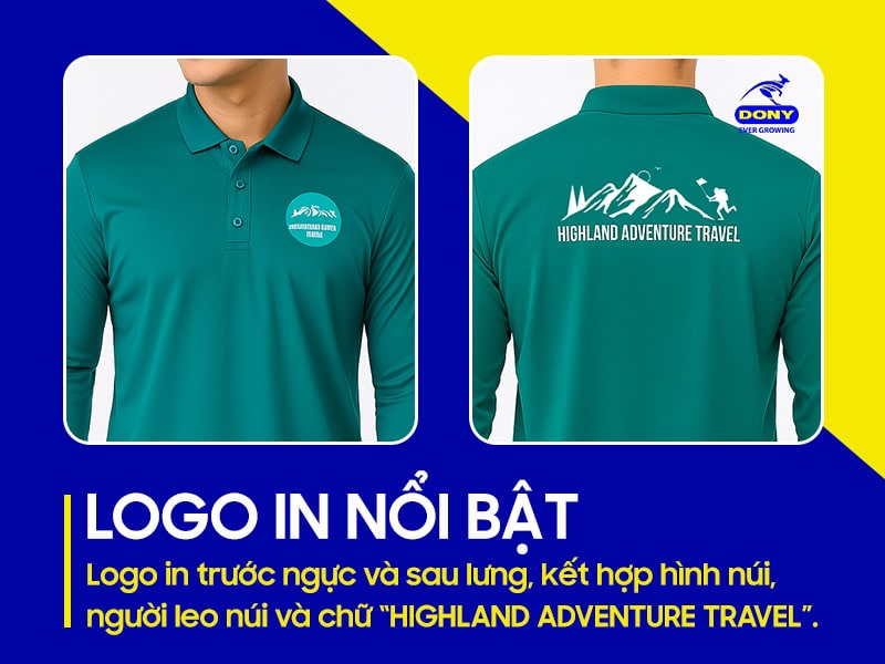 Logo in nổi bật thương hiệu rõ nét trước ngực và sau lưng.