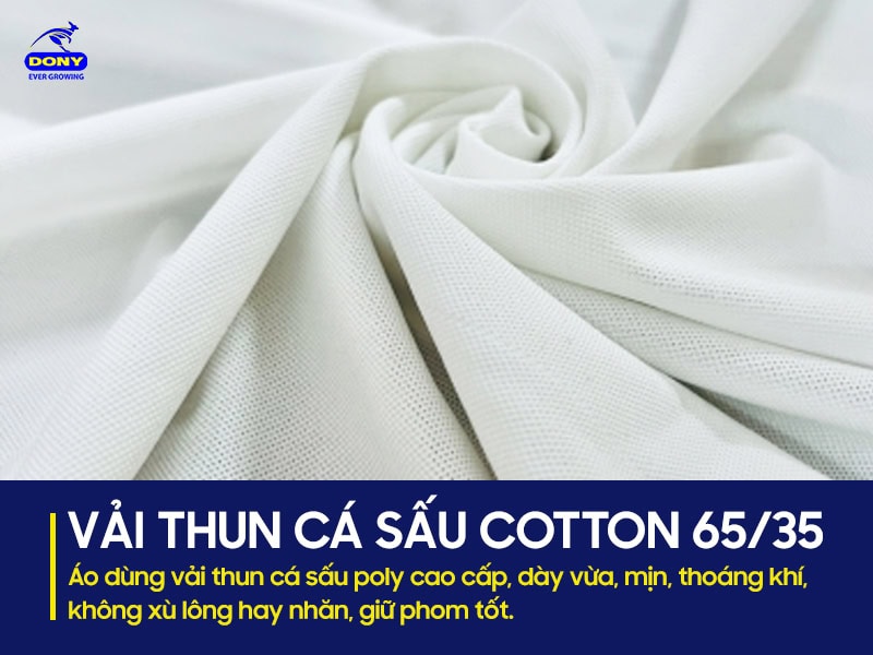 Vải thun cá sấu poly mềm mát, không nhăn, giữ phom tốt.