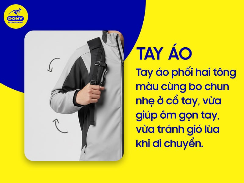 Tay áo dài bo chun nhẹ tránh gió tốt.