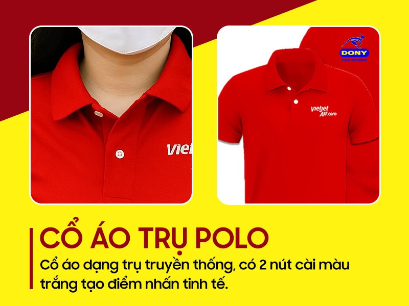 Cổ trụ polo 2 nút lịch sự, giữ form, dễ phối đồ.