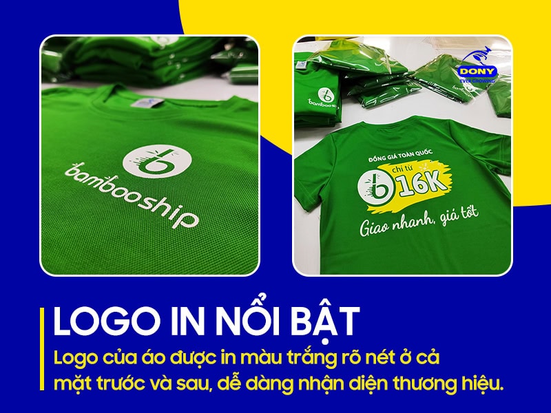 In trắng sắc nét trước ngực và sau lưng.