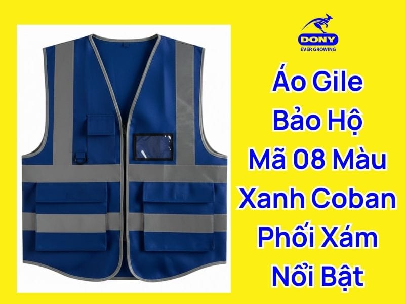 áo gile bảo hộ màu xanh coban phối xám