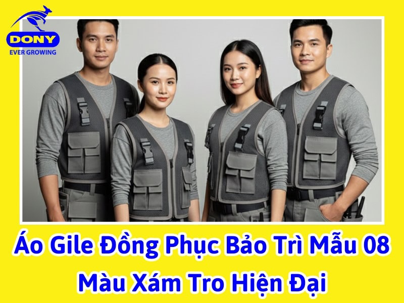 áo gile đồng phục bảo trì màu xám tro