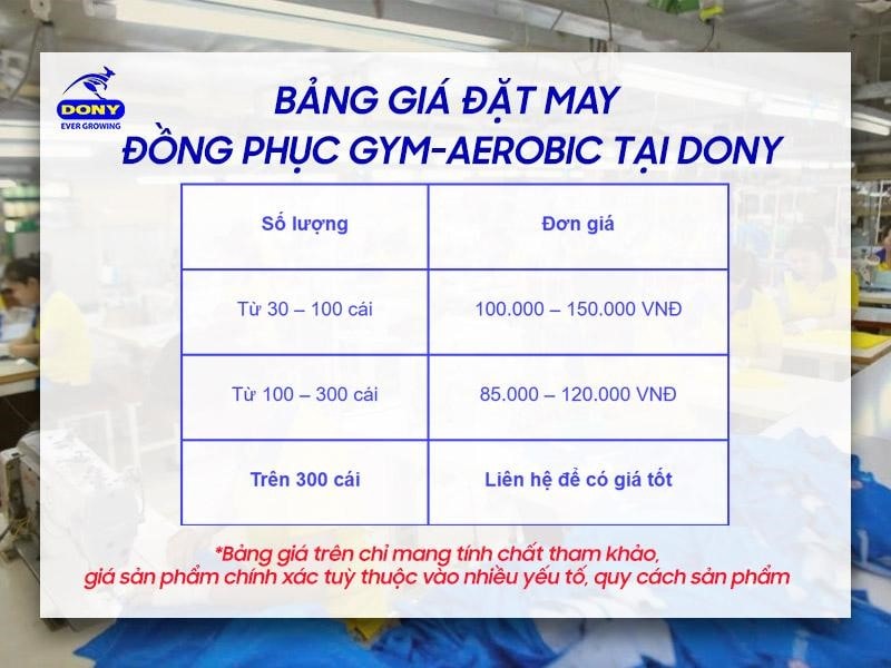 Bảng giá may đồng phục Gym , Aerobic