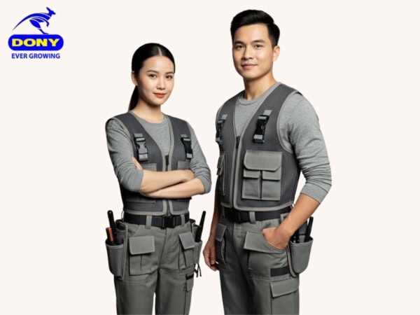 Áo Gile Đồng Phục Bảo Trì Màu Xám Tro Hiện Đại