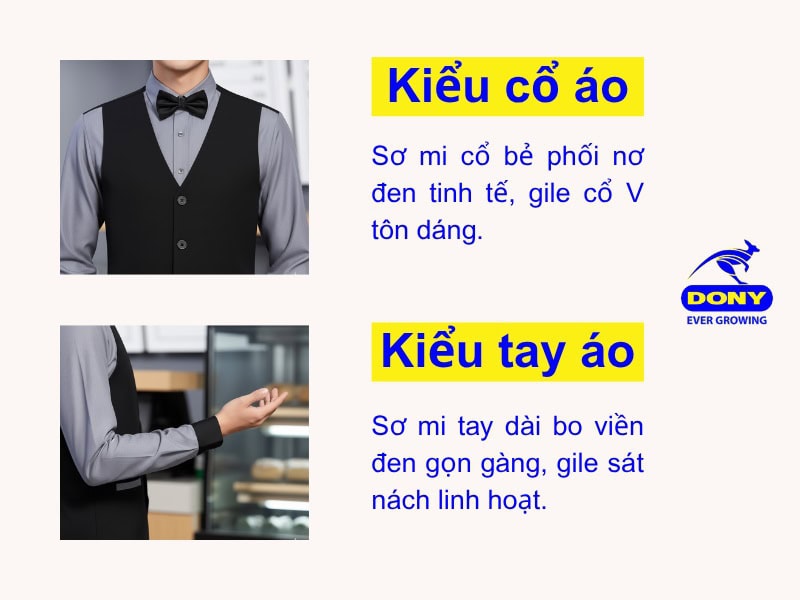 kieu co va tay ao dong phuc le tan den phoi