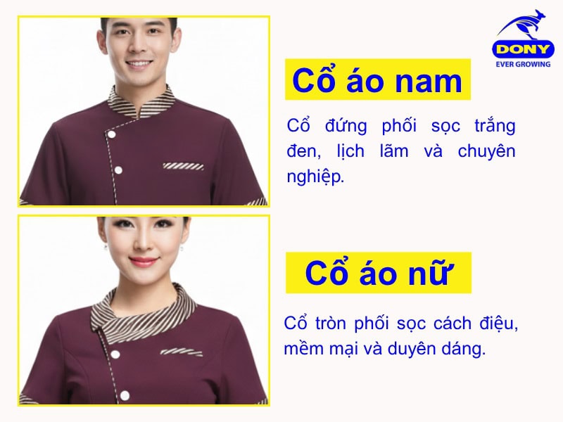 kieu co va tay ao dong phuc mau tim than