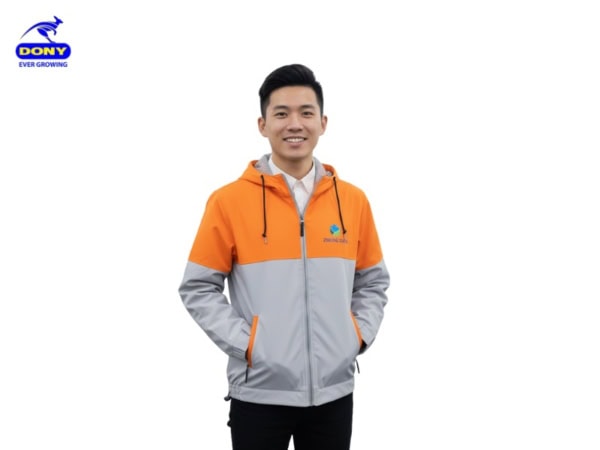 Áo Khoác Công Ty Mẫu 07 - Phối Màu Cam Xám Nhạt Hiện Đại