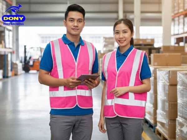 Áo Phản Quang Màu Hồng Neon Phối Trắng Nổi Bật - Mã 08