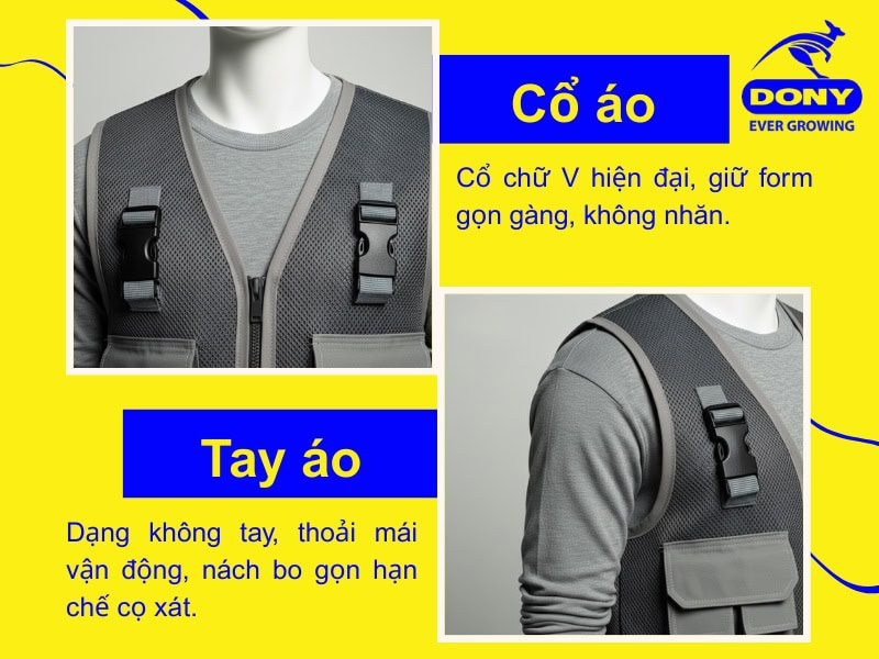 thiet ke co va tay ao gile dong phuc mau xam tro