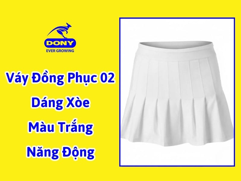 váy đồng phục dáng xòe màu trắng