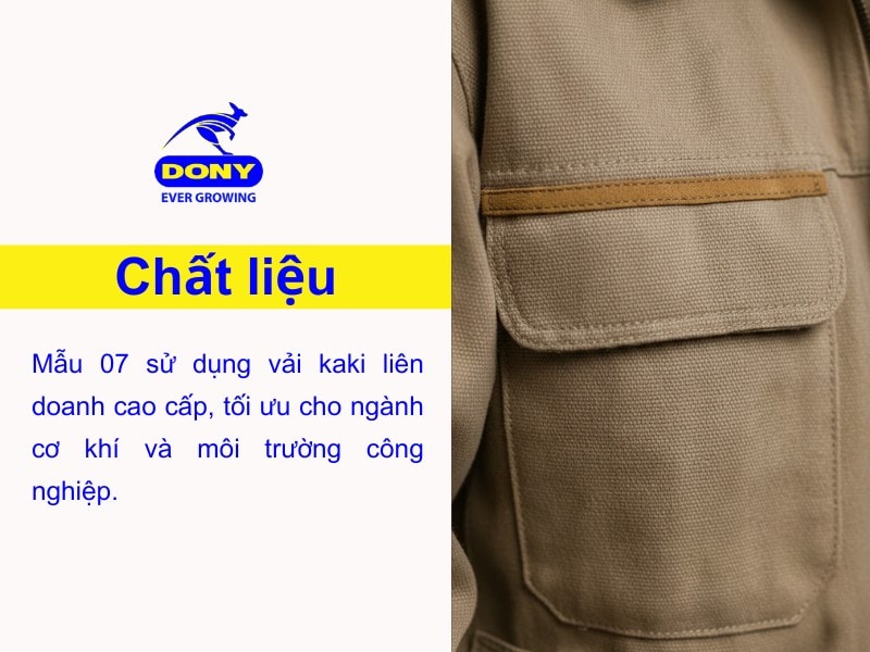 Sử dụng vải kaki liên doanh cao cấp, tối ưu cho ngành cơ khí và môi trường công nghiệp