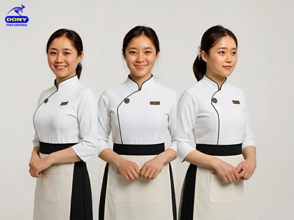 đồng phục tạp vụ sơ mi cổ trụ