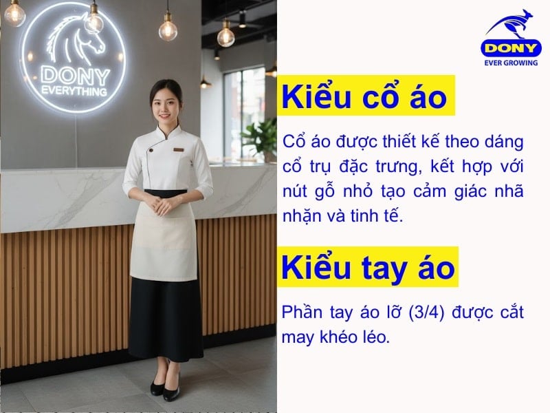 kieu co ao va tay ao dong phuc nha hang