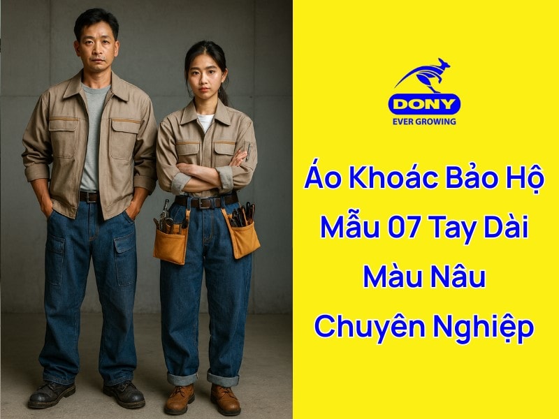 Mẫu áo khoác bảo hộ lao động màu nâu