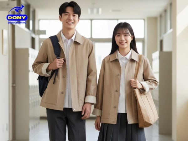 Áo Khoác Bomber Học Sinh - Mẫu 06 Màu Be Nhạt, Tối Giản