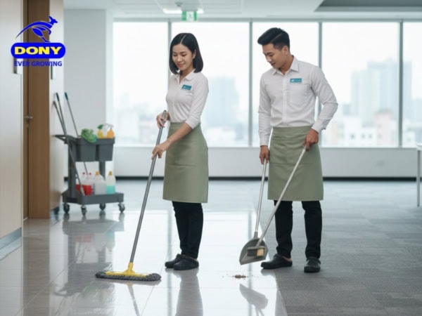 Sơ Mi, Tạp Dề Đồng Phục Tạp Vụ Thanh Lịch, Sạch Sẽ