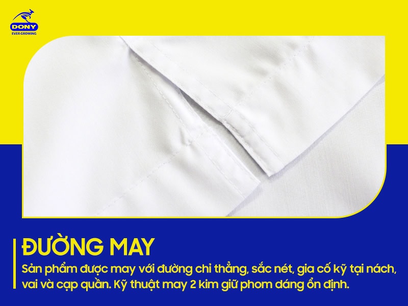 Đường may tỉ mỉ, thẳng hàng, sắc nét.