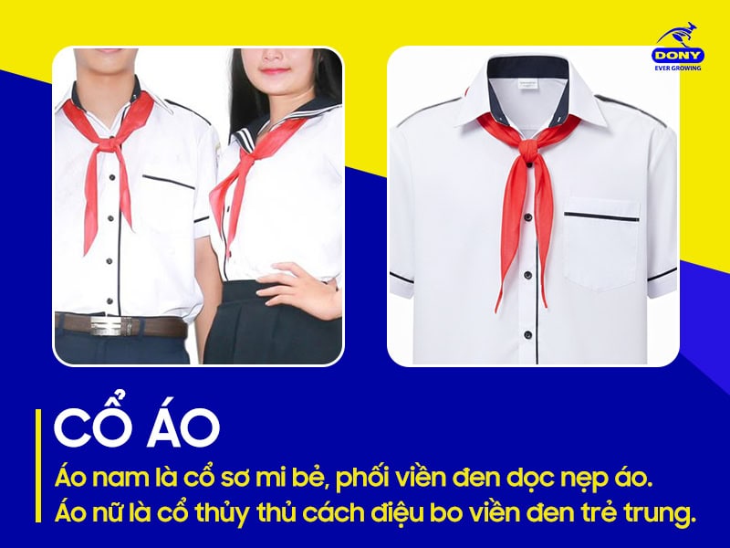 Cổ áo nam lịch sự, cố áo nữ duyên dáng.