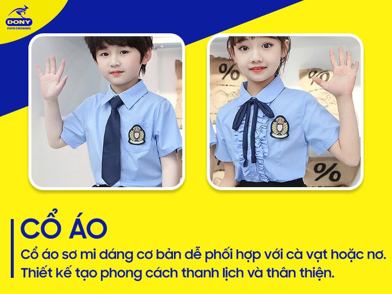 Cổ sơ mi dễ phối với cà vạt hoặc nơ.