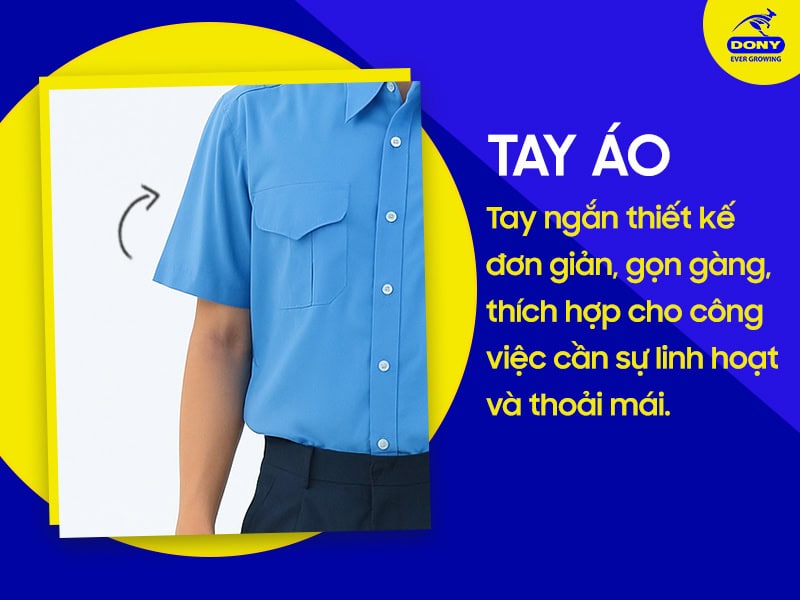 Tay áo ngắn thiết kế gọn gàng.