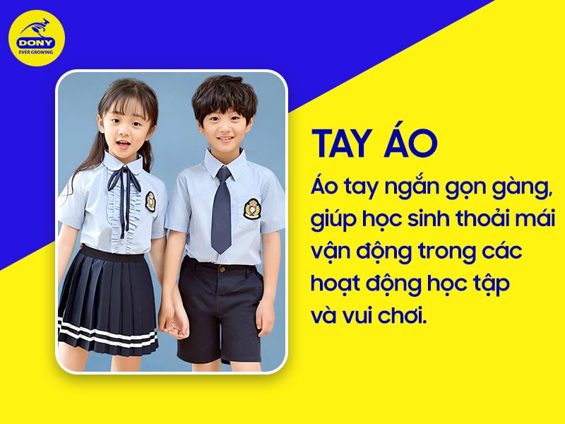 Tay áo ngắn gọn gàng, thoải mái vận động.