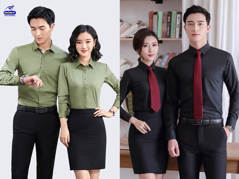 Mẫu sơ mi tay dài phong cách công sở thanh lịch.