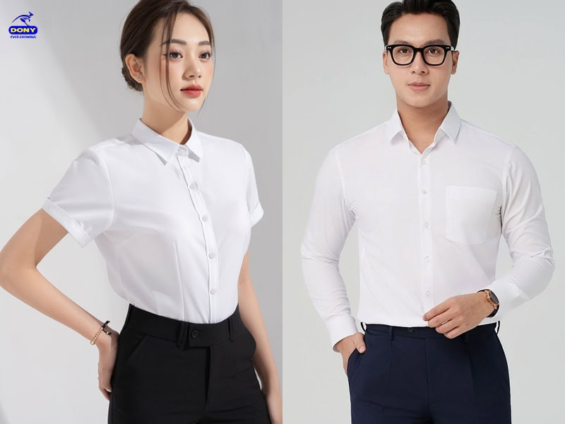 Mẫu áo sơ mi trắng form slim-fit và regular.