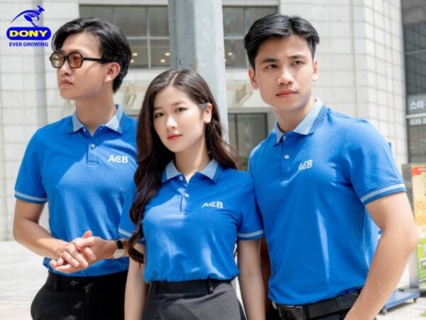 Áo thun polo đồng phục ACB màu xanh dương