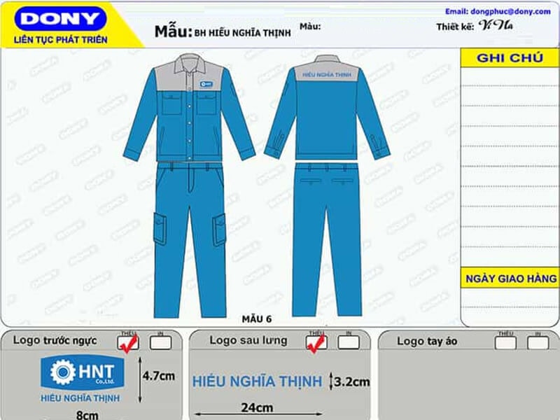 Thiết kế đồng phục áo rời quần bảo hộ lao động Hiếu Nghĩa Thịnh.