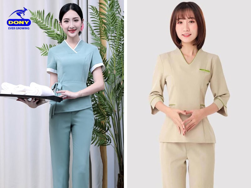 Đồng phục spa cổ tim.